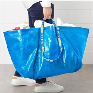 IKEA FRAKTA (2) OVERSIZED BLUE SHOPPING/LAUNDRY TOTE BAGS